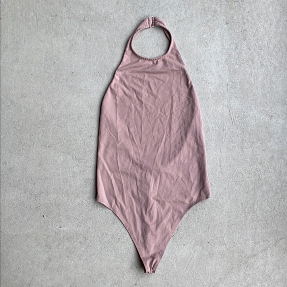 Tobi Halter Backless Dusty Rose Bodysuit